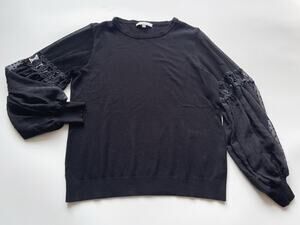 Women's Siani Milano Black Sweater Sheer Sleeves Size M/L